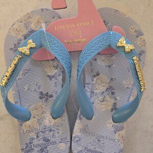 LoveShackFancy X Havaianas Whisper Blue Top Flip Flops - Size Child 10